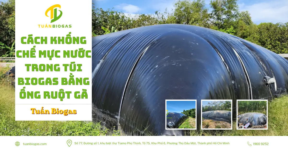 Cách Khống Chế Mực Nước Trong Túi Biogas Bằng Ống Ruột Gà
